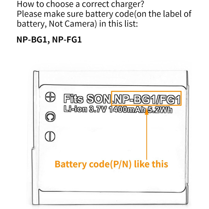 Зарядний пристрій USB Norifon NP-BG1 для камер Sony Cyber-Shot DSC-H50, H55, H70, H90, HX30V, HX5V, HX7V, HX9V, W150, W290, W230, W220, W200, W300, W50
