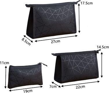 Набір косметичок 3 шт. з блискавкою: водонепроникні органайзери для косметики та подорожей (зелений, чорний)