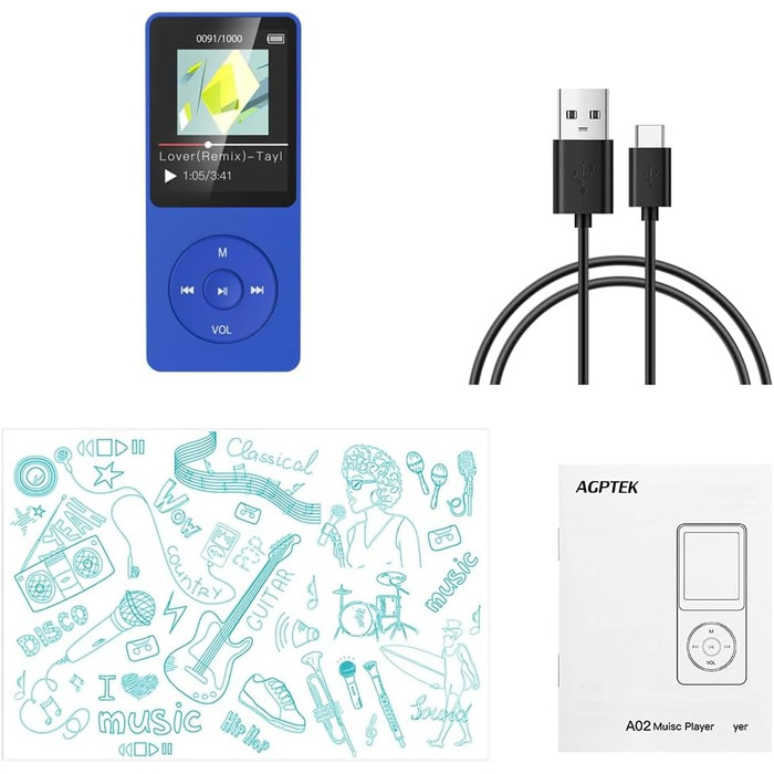 MP3-плеєр AGPTEK 32GB зі спікером, 70 годин роботи від акумулятора, 1.8