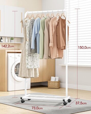 Металевий вішак для одягу на коліщатках з полицями - міцний гардероб для пальто, курток, светрів
