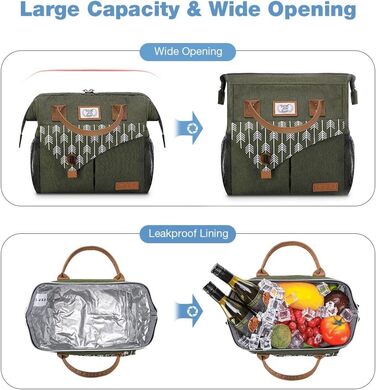 Термосумка Lekesky для жінок - об'єм 11л, зелена