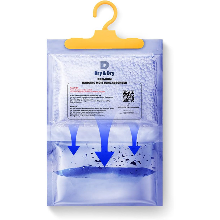 Dry & Dry 15 Packs [Net 400 g/Pack] Moisture Absorbers for Home, Cellar & Bedroom – Small Air Dehumidifiers
