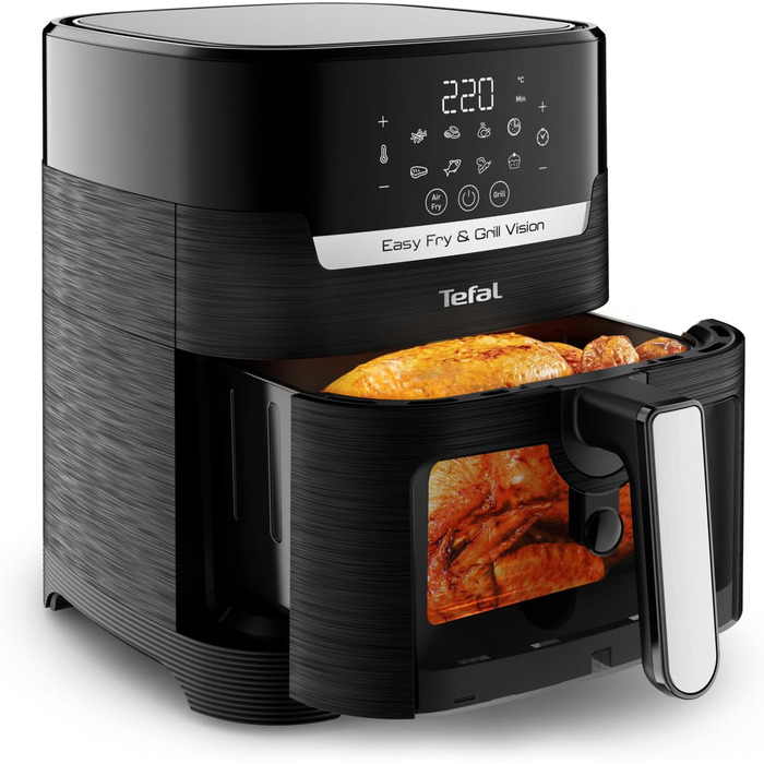 Tefal EY5068 Easy Fry & Grill Vision Air Fryer | 4.2 L Capacity | 2-in-1 Technology | Viewing Window | Extra Crisp Technology | Energy Saving | Touchscreen | Black