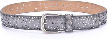Жіночий шкіряний ремінь Stern з шипами, широкий ремінь для джинсів, регульований, сірий колір