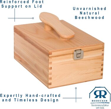 Redecker shoe polish box with a hinged lid made of beechwood