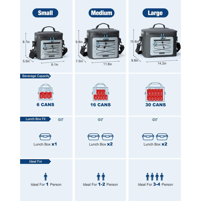 Чорна ізольована сумка-холодильник 24L для пікніків, пляжу, кемпінгу та транспортування продуктів