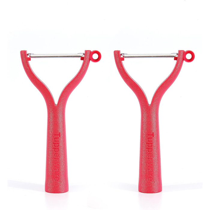 TUPPERWARE Universal Peeler (2) Red D119 Flat Grind Wavy Grind