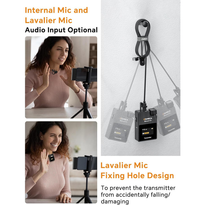 COMICA BoomX-DUC2: Бездротовий мікрофон для смартфона та ноутбука (USB-C) - ідеальний для влогів, подкастів та стрімінгу