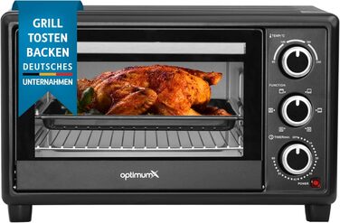 Міні-піч OptimumX 20L з конвекцією, таймером 60 хв, для піци, 1380 Вт, чорний