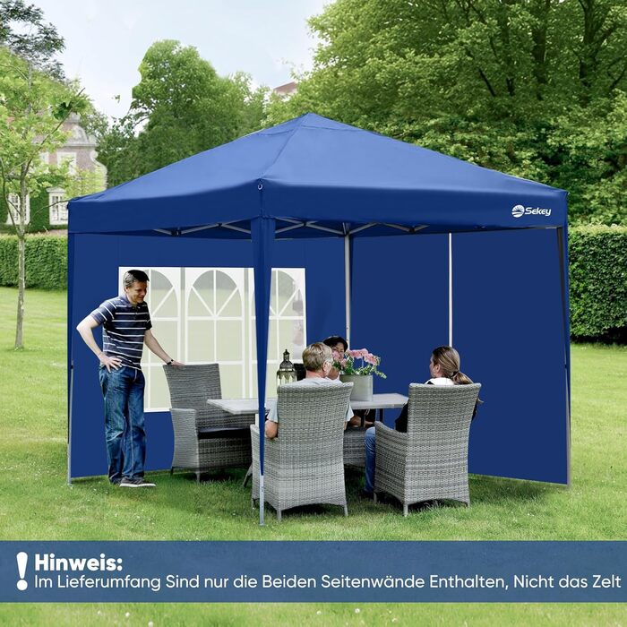Sekey 1PCS Side Walls for Gazebo 3x3 Waterproof and Winter-Proof with Storage Compartments, Side Walls for Gazebo Party Tent Garden Tent 3x3m, (Navy, 1 Window 1 Door)