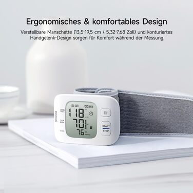 Тонометр Yuwell YE8800CR на зап'ясті, акумуляторний, для дому, з виявленням аритмії, з чохлом та USB-кабелем