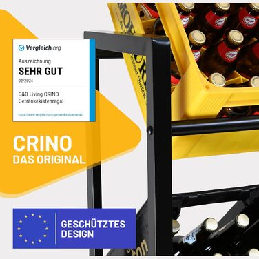D&D Living® CRINO Beverage Crate Shelf 6 Crates | The Original Beverage Crate Shelf | Maximum Stability and Easy Assembly | Developed in Austria
