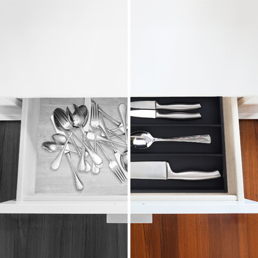 Relaxdays Black Cutlery Box with 6 Compartments
