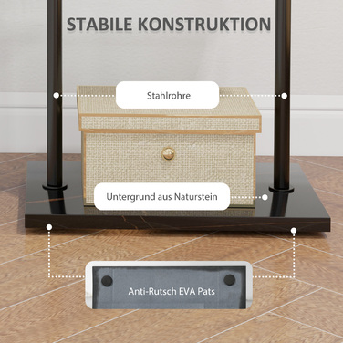 HOMCOM Coat Rack Clothes Rack with Hooks & Tray for Clothes & Hats, Hallway & Entrance, 45x28x148 cm Black