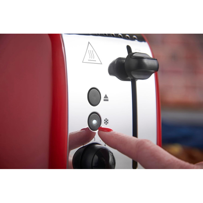 Russell Hobbs Toaster [for 2 slices] Colours Plus Stainless Steel Red (extra wide slots, includes bagel attachment, 6 browning levels + defrost function, Lift & Look function, 1600W) 26554-56 Toaster Compact NEW