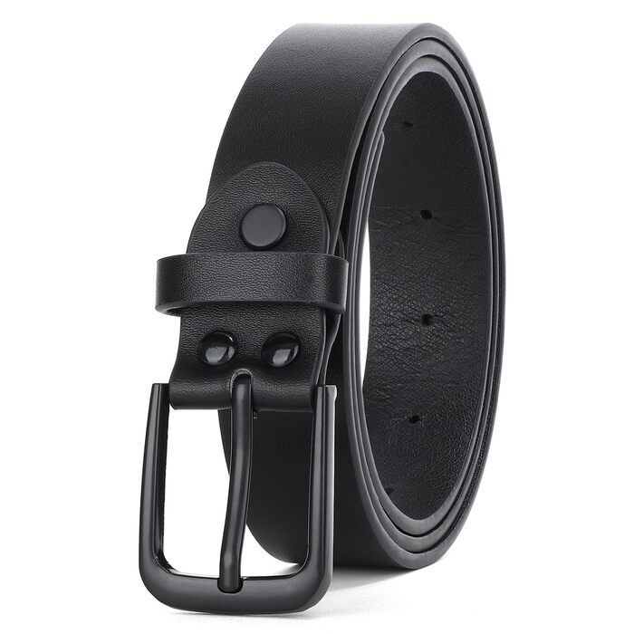 Ремень шкіряний WHIPPY жіночий/чоловічий, срібна пряжка, для джинсів та штанів, чорний (S: 65-75 см, довжина 100 см)