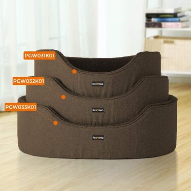 Feandrea Dog Bed, Dog Basket, Reversible Cushion, 73 x 60 x 27 cm, Brown PGW031K01