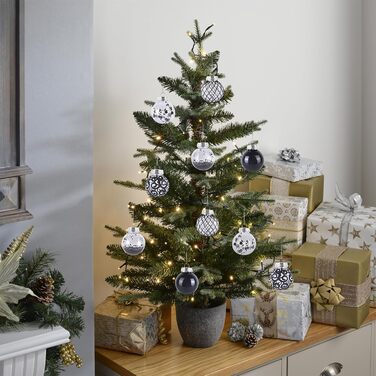 30 шт. Новорічні кулі - прикраси для ялинки, блакитні (прозорі, чорні), 6 см, ручної роботи, з петелькою