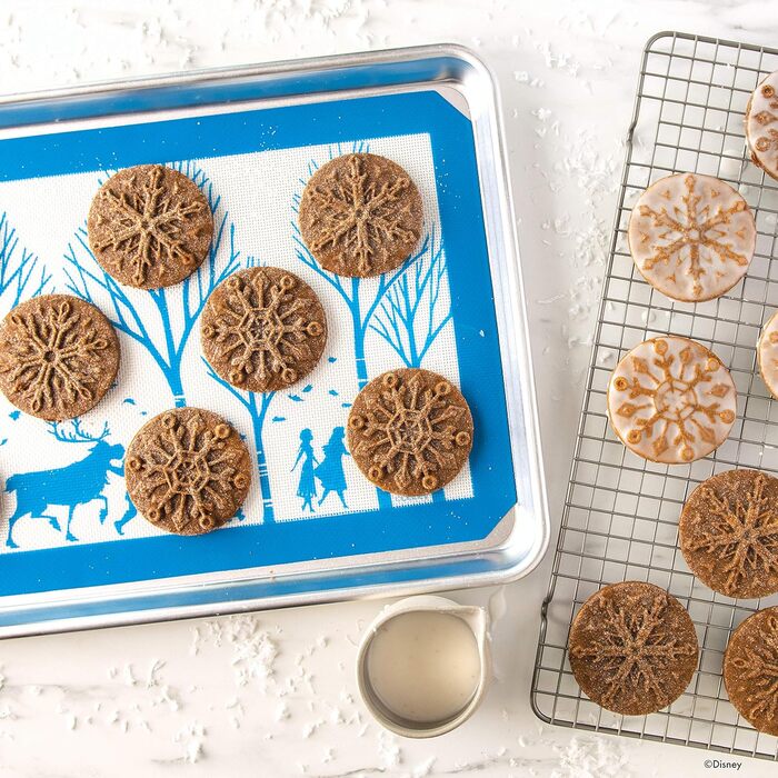 Nordic Ware Disney Frozen 2 Cookie Stamps, Design: Falling Snowflake, Set of 3, Silver with Blue Handles