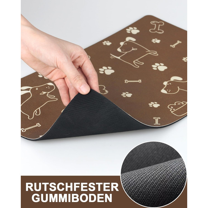 Підкладка під миску для собак та котів, нековзна, чорна 40x60 см, швидковисихаюча, легко миється