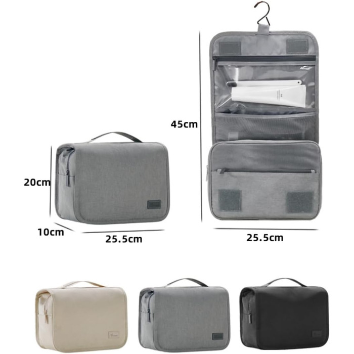 Чоловіча та жіноча сумка-органайзер для косметики та туалетних аксесуарів - велика дорожня сумка для підвішування, бежевого кольору (сірий відтінок)
