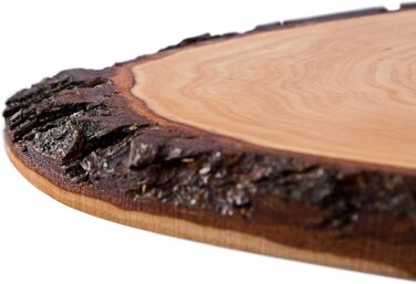 Batania Oval Serving Board, approximately 58-65 x 22-26cm, rustic serving board, cutting board, unique grain pattern, natural wood board for cheese, meat & bread, decorative, durable