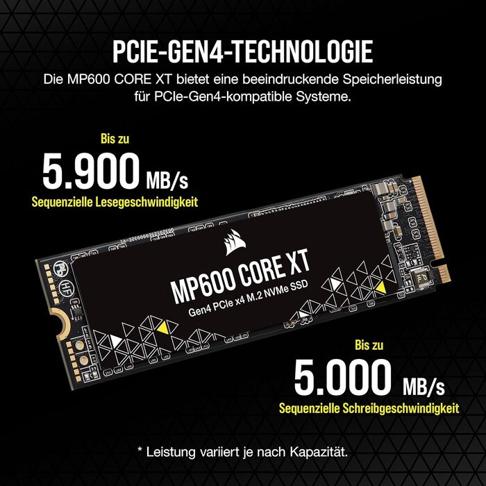 SSD Corsair MP600 CORE XT 2TB M.2 PCIe Gen4 NVMe – Швидкість до 5900 МБ/с, QLC NAND, для ноутбуків та ПК