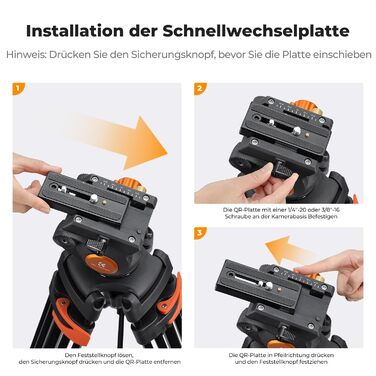 Відеоштатив K&F Concept 202 см з гідравлічною головою та швидкою зміною платформи, посилений тринога для DSLR, відеокамер та дзеркальних камер, навантаження до 8 кг