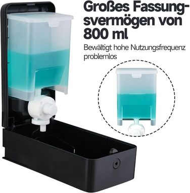 Anydry Ручний Дозатор для Мила настінний, 800 мл, з вікном, чорний 1006