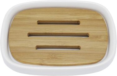 Підставка для мила Lofekea з кераміки та бамбуку, двошарова, для ванної та душу