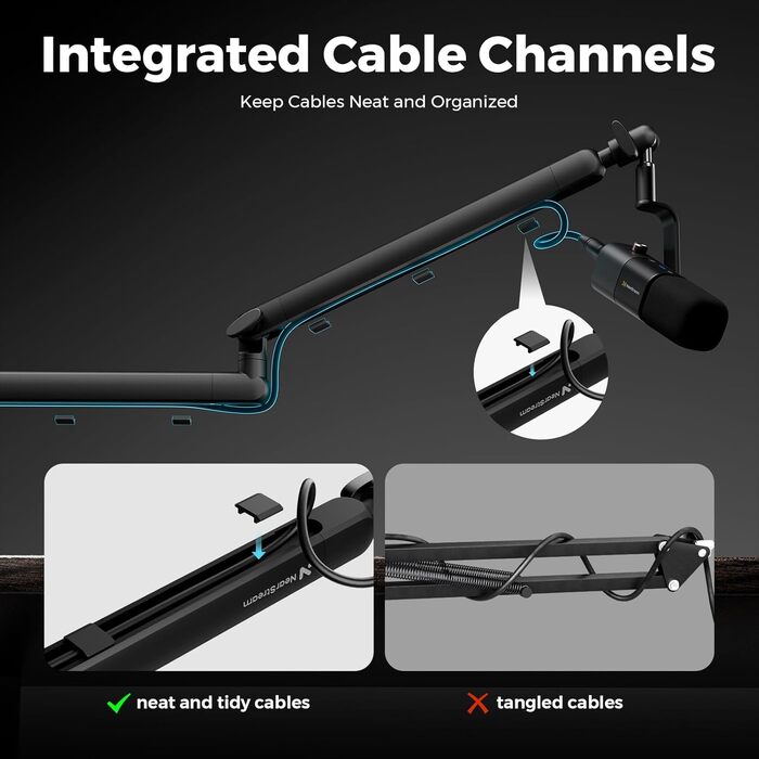 Підставка для мікрофона NearStream ST20 з поворотним кріпленням 360°, регульована висота та адаптер 3/8-5/8 - для подкастів, стрімінгу, геймінгу, офісу