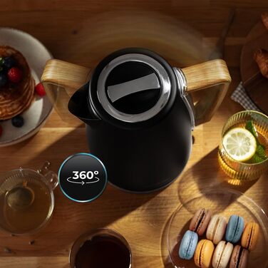 Електричний чайник Cecotec ThermoSense 200 Woody, 1.7 л, 2200 Вт, нержавіюча сталь, 360° обертання, фільтр від накипу