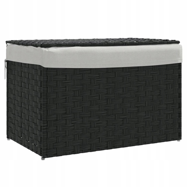 Кошик для прання VidaXL з кришкою, поліротанг, чорний, 55,5x35x34 см