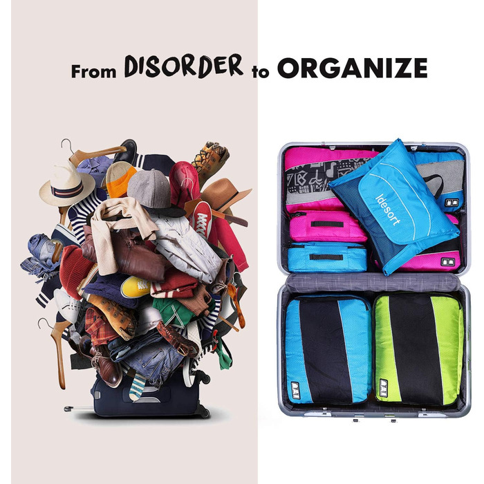 Органайзери для подорожей - набір 8 шт. (сірий/блакитний)