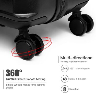 Чемодан ручної опішки British Traveller, середній, 64*43*26.5 см, з TSA-замком, ABS+PC, 24'+28' (Чорний)