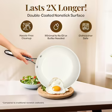 GOTHAM STEEL 15-Piece Cookware Set, Non-Stick Cookware Set, Pot and Pan Set, Kitchen Cookware Sets, Ceramic Cookware Set, Dishwasher Safe, Non-Toxic, Cream White 15 Pieces