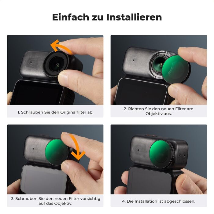 Набір ND-фільтрів K&F Concept для DJI Osmo Nano (ND8, ND16, ND32, ND64) — 4 шт., нейтральний світлофільтр з HD-скла та алюмінієвою рамою, FD151
