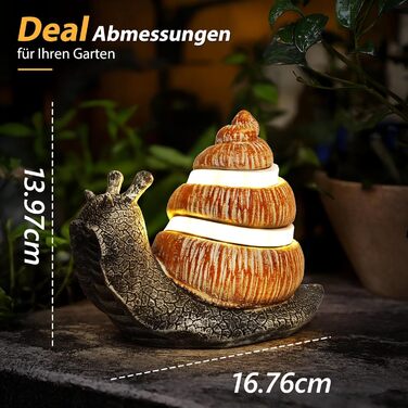 FLOWood Solar Garden Figurines, Snail's Pace Garden Decor for Outdoors with LED Strips, Home Balcony Decoration, Cute Figurines, Kawaii Gifts for Women/Mom, Room Decor for Terrace