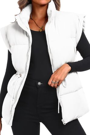 Жіночий великий пуховик ELLEVEN з капюшоном, стьобаний, на блискавці, з кишенями (XL, білий/розкішний сад)