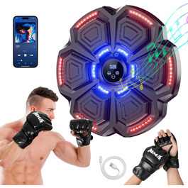 Music Boxing Machine for Adults & Kids - LED Light Electronic Punching Bag with Bluetooth Speaker & 9 Speed Modes