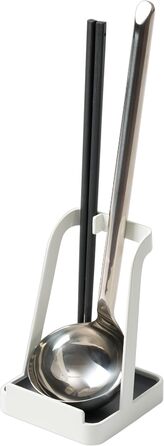 Yamazaki 2248 TOWER Ladle & Pot Lid Stand, White, Steel, Minimalist Design, 10 x 10 x 15 cm (LxWxH)