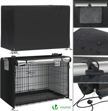 Клітка для собак VOUNOT, розкладний вольєр з кришкою, переноска для собак у машину, чорний XL (107x70x78 см)