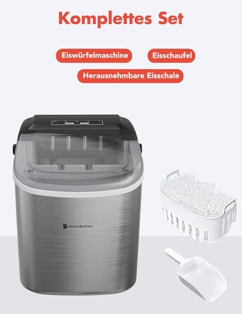 KitchenBrothers Ice Cube Machine Small - Crushed Ice Machine - Ice Cube Machine, Cubes - Ice Cube Maker - Ice Maker - Ice Cube Machines - Ice Crusher - Icecrusher