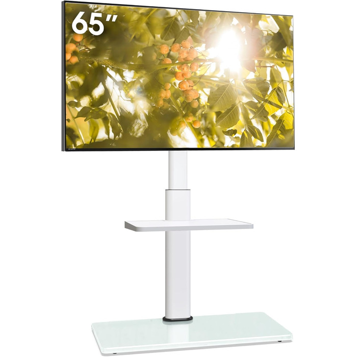 Підставка для телевізора Boden для 32-65 дюймів, поворотна на 60 градусів, з регулюванням кута нахилу, 8-ступенева регулювання висоти, стійка для телевізора для вітальні/спальні, витримує до 40 кг, VESA до 400 x 400, білий/декор для саду