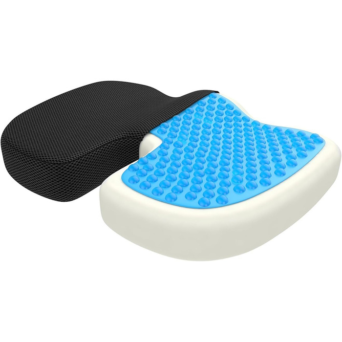 Ортопедична подушка для сидіння Bonmedico з Memory Foam Gel - для автомобіля, офісу, крісла колісного - чорна сітка, велика