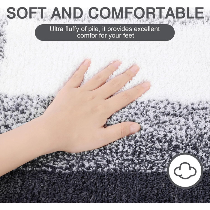 Enyhom Super Soft Microfiber Bath Mat - Non-Slip, Absorbent, Machine Washable, Dark Grey, 60x90cm