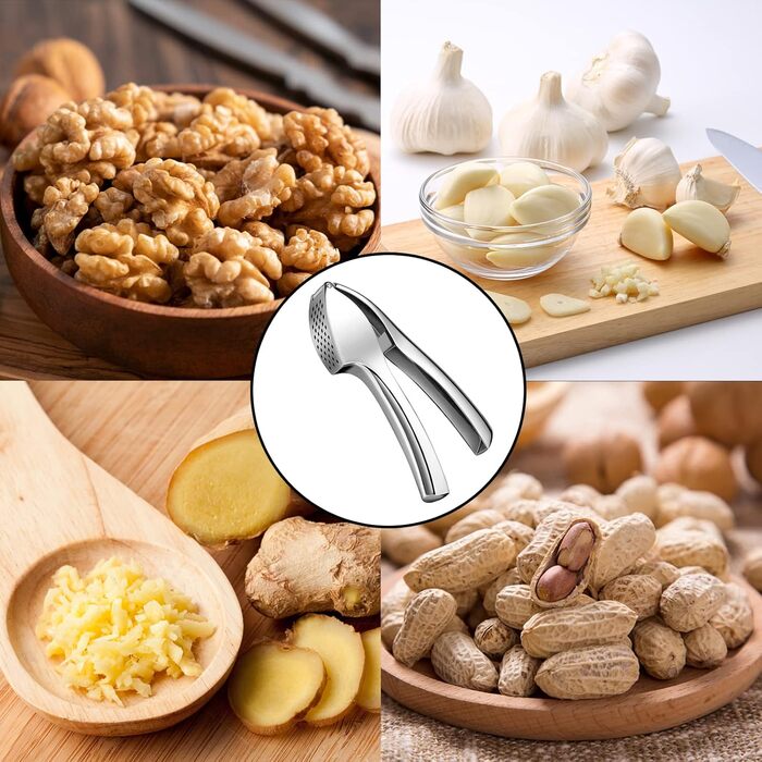 Прес для часнику з нержавіючої сталі, подрібнювач часнику та імбиру, преміум якість, легко миється, для кухні