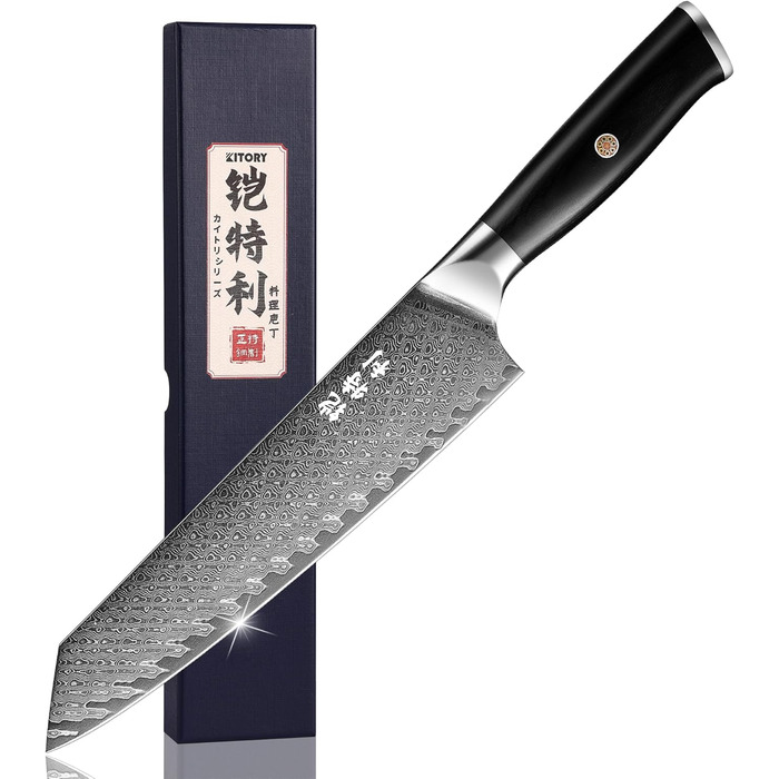 Ніж кухарський Kiritsuke Damast 20см, 73 шари Дамаської сталі 10Cr15CoMoV, ручка з паккавуду