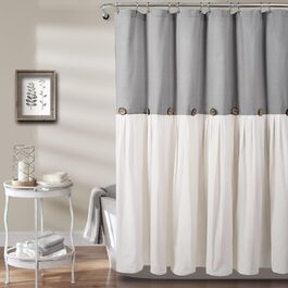 Штора для душу Lush Decor з льону, 183 x 183 см, сіра та біла