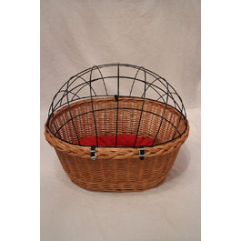 Кошик для собаки на кермо велосипеда з ротангу з металевою сіткою та подушкою XL або XXL. Кошик для собак, велосипедний кошик, кошик для покупок (XL з подушкою) (XXL з подушкою)